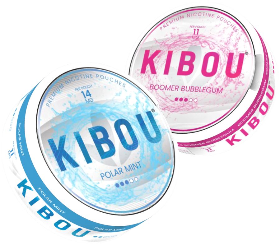KIBOU Polar Mint and Boomer Bubblegum cans
